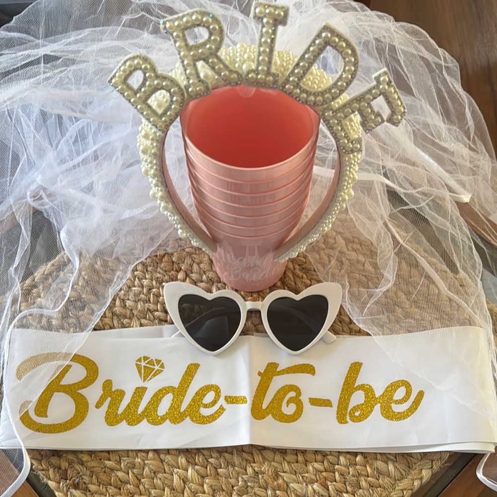 Bride-to-Be Party Set with Gold and White Accessories